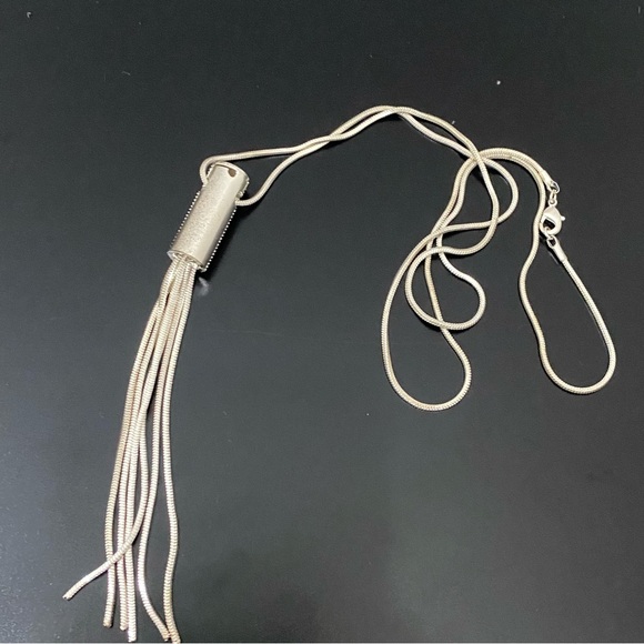 Silver-tone Rhinestones Tassel Chain 28” Long Necklace 33g - Picture 2 of 14